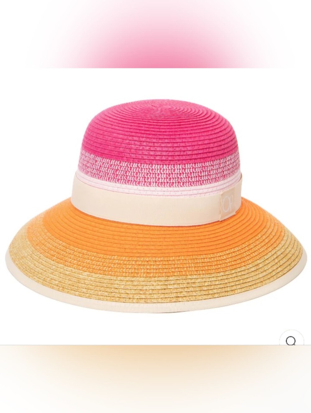 OP La Palpoma Pink and Orange Straw Sun Blocking Hat USPF 50+ Rating